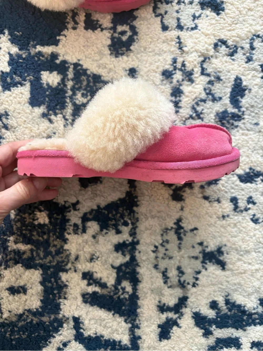 UGG Pink Suede Shearling Slip-On Clogs